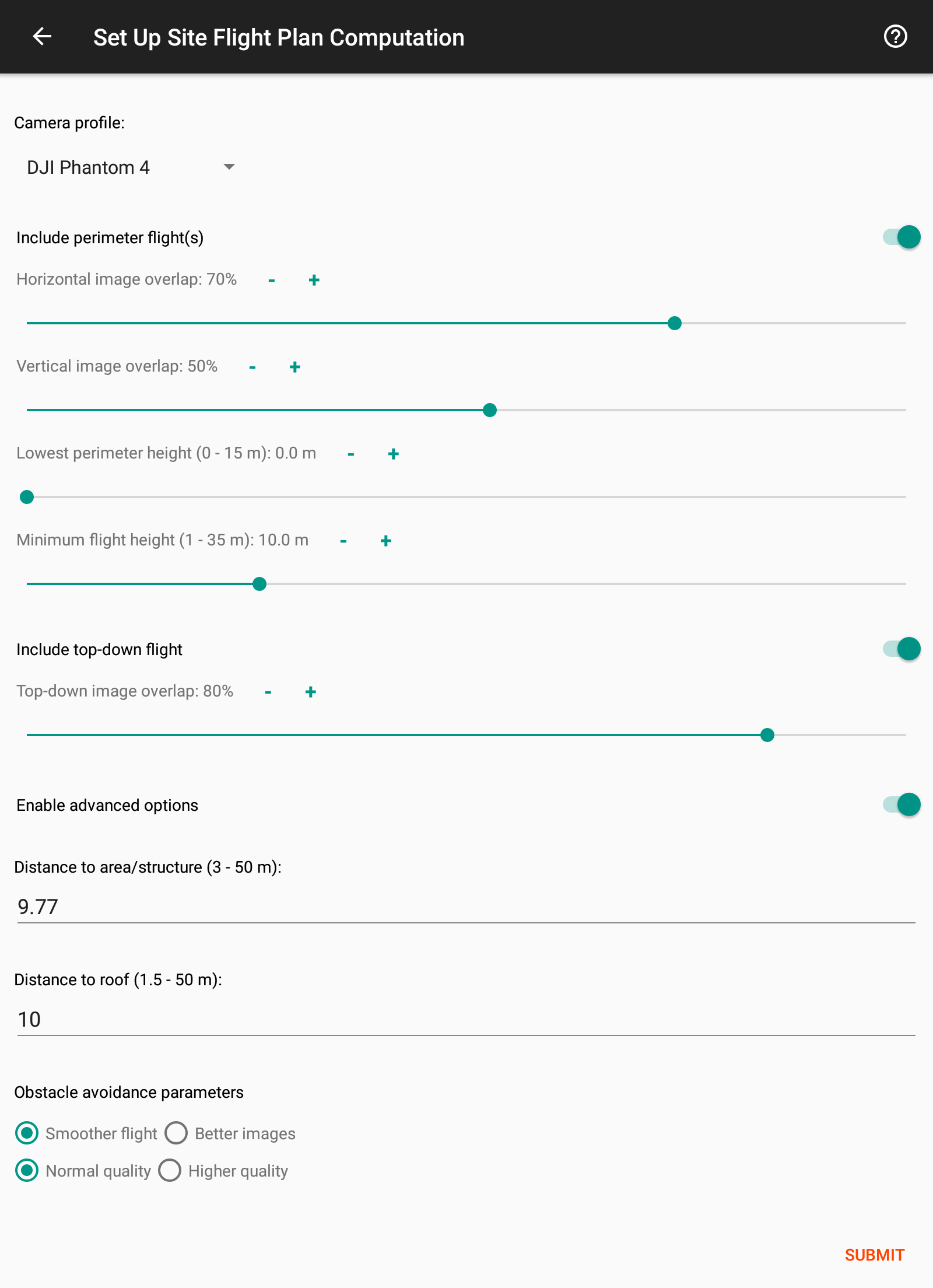 Site Scan parameters